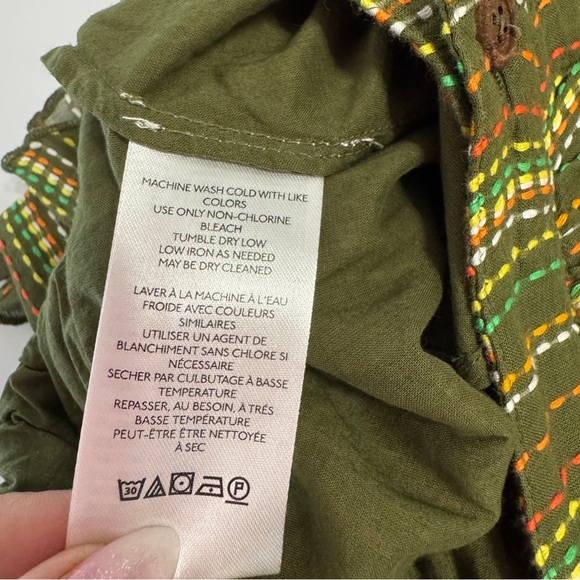 Namchi Bliss Urban Outfitters Green Boho Mini Skirt M | Button Front Cotton NWOT - Picture 6 of 7